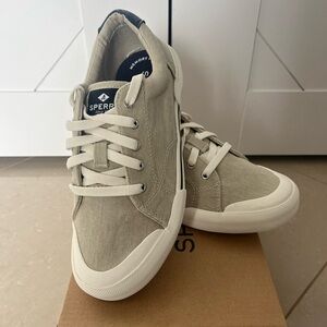 NEW Sperry Boy’s Canvas Low-Top Sneakers in Cement Grey